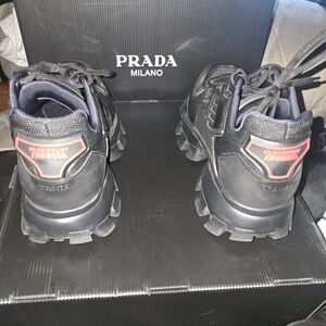 Prada Men's Black and Orange Cloudbust Thunder Sneakers